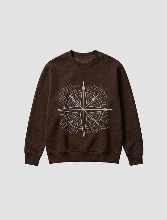 Topographic Compass Brown Sweatshirt