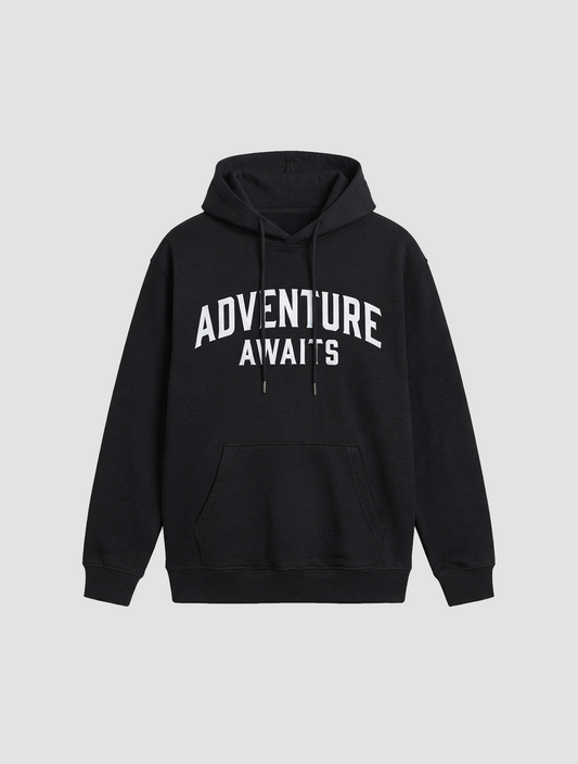 Wanderlust Typography Black Hoodie