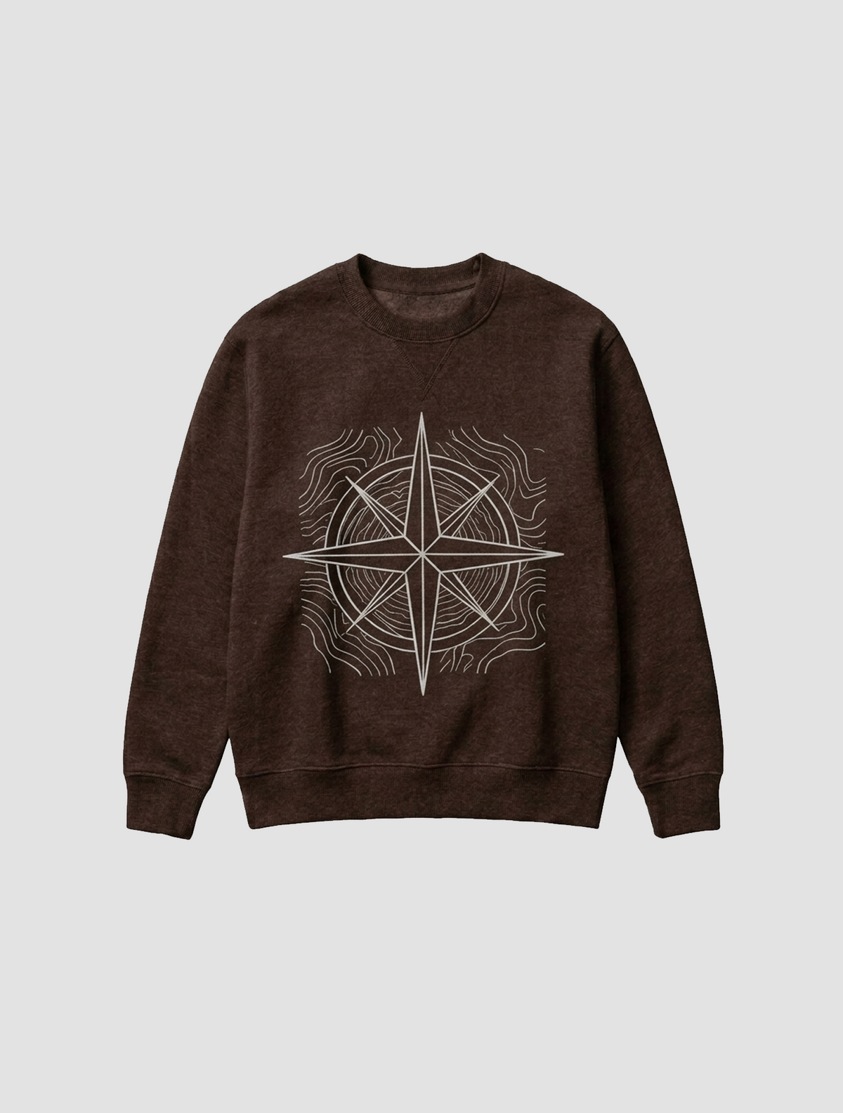 Topographic Compass Brown Sweatshirt