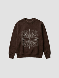 Topographic Compass Brown Sweatshirt
