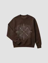 Topographic Compass Brown Sweatshirt