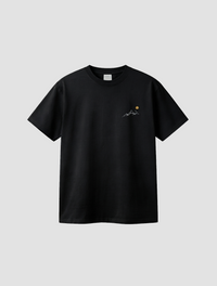 Sunrise Mountain Line Art Black T-Shirt