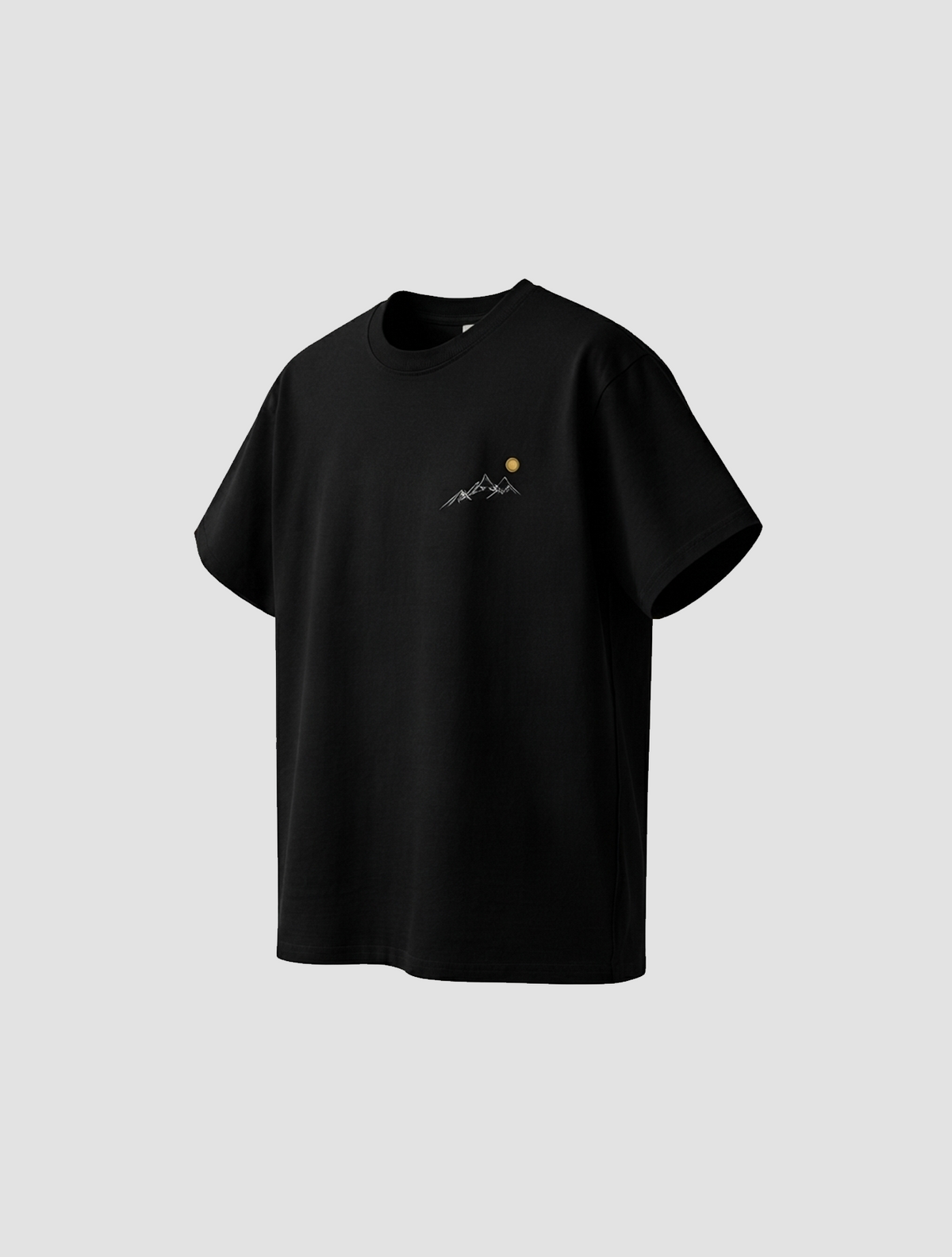 Sunrise Mountain Line Art Black T-Shirt