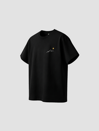 Sunrise Mountain Line Art Black T-Shirt